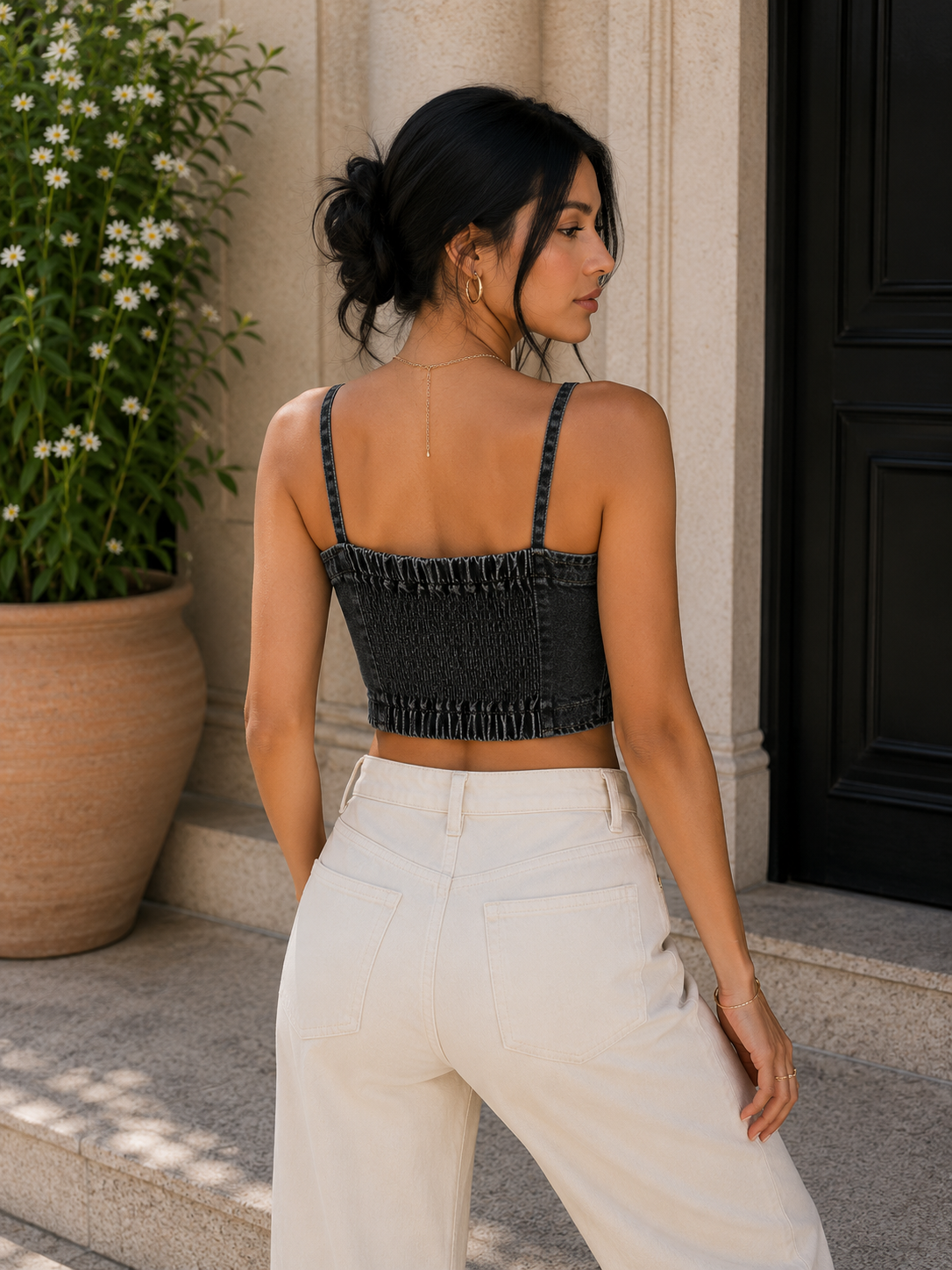 Zipper Denim Cami Top - Made For Her Label