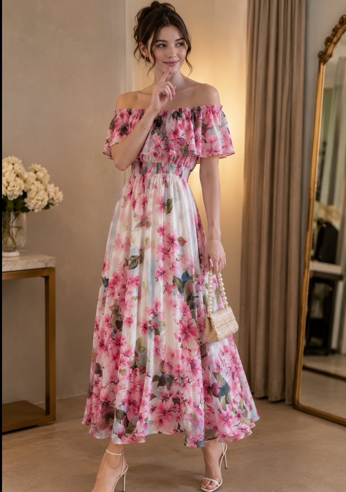 Houston Off Shoulder Floral Maxi Dress - Made For Her Label
