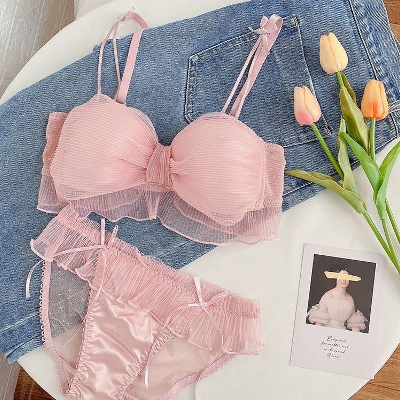 Florence Ruffle Lace Padded Bra & Panty Lingerie Set - Made For Her Label