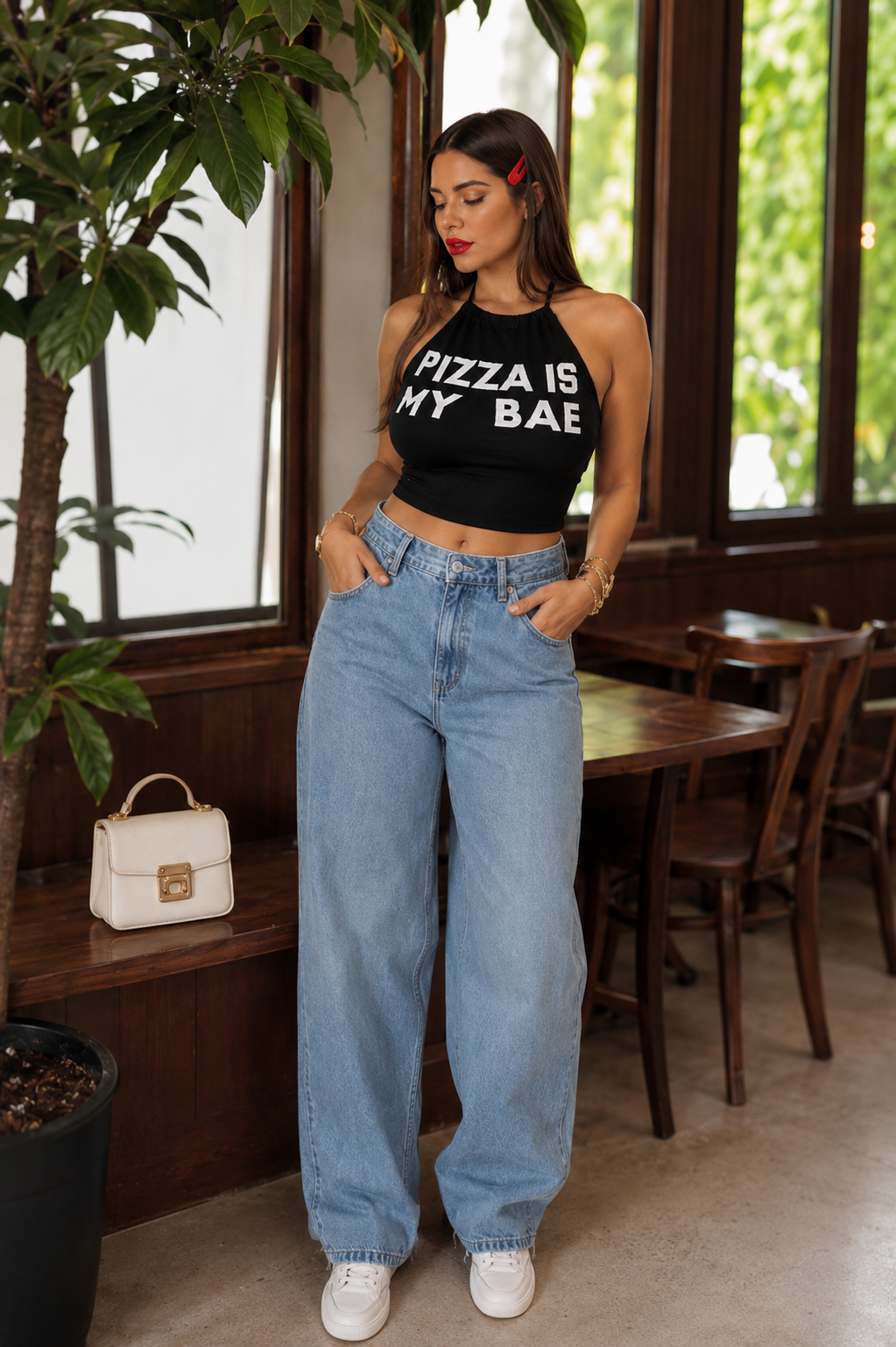 Pizza Slogan Top - Made For Her Label