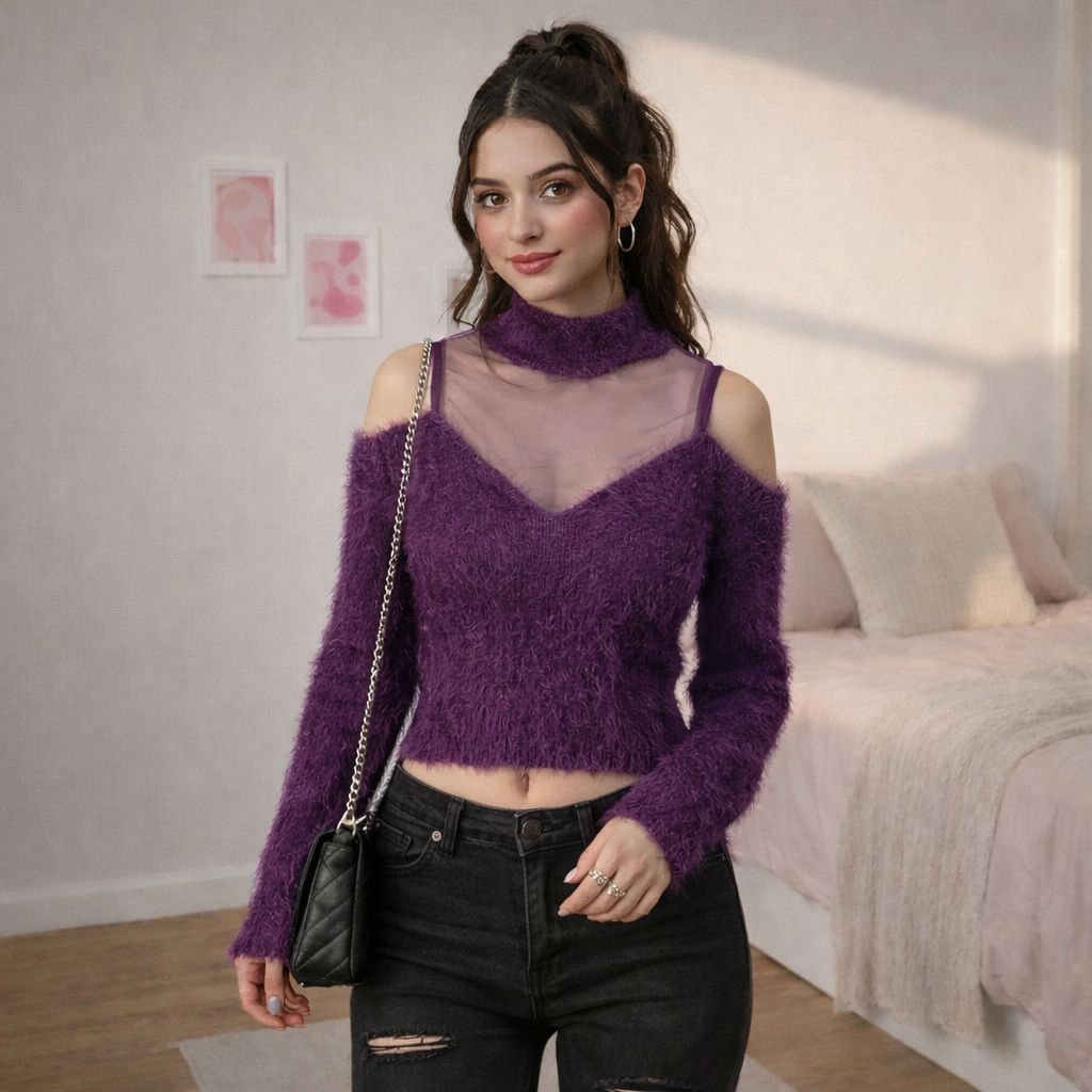 Diana Fur Mesh Pullover - Made For Her Label