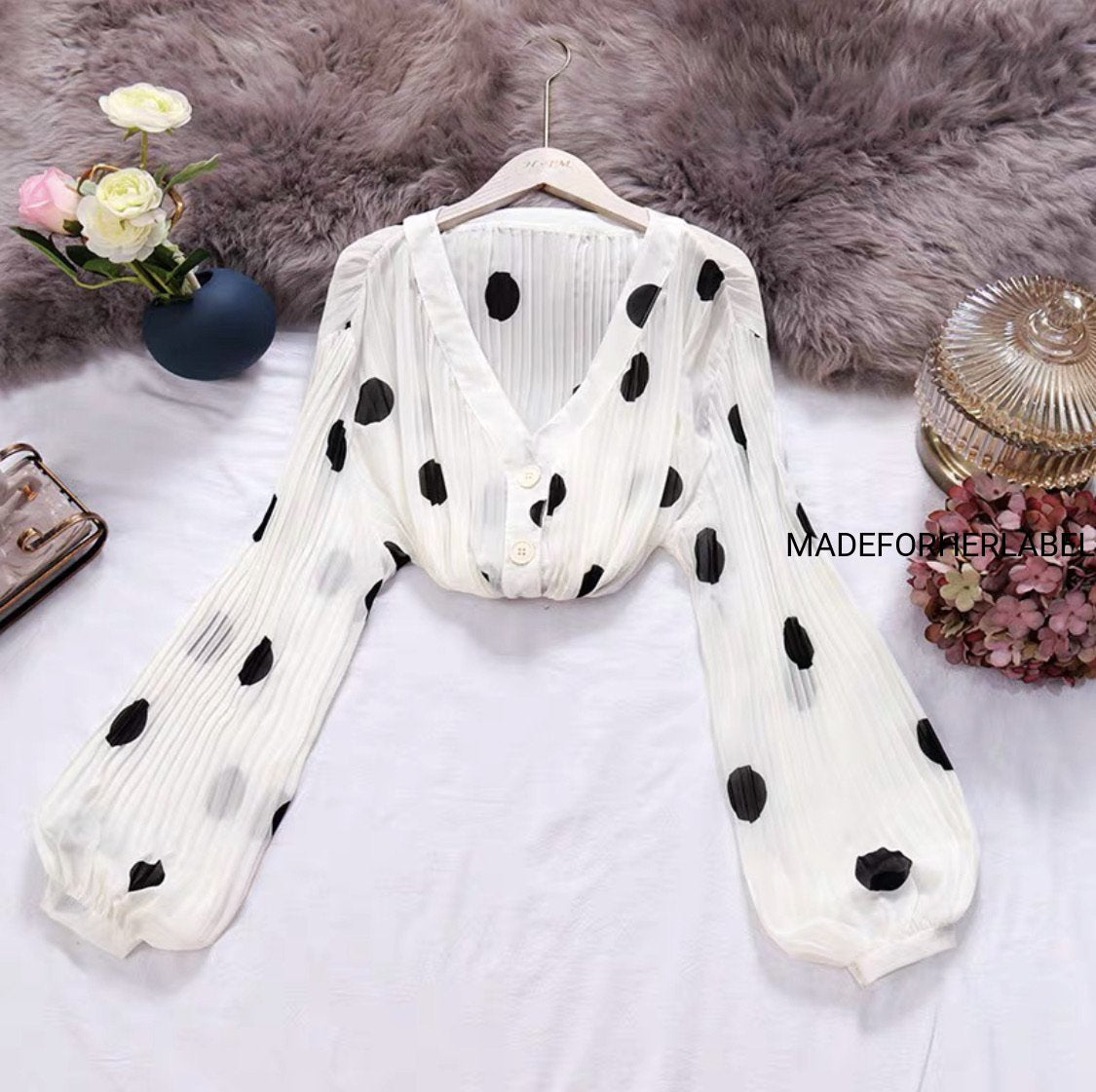 Polka Dot Chiffon Loose Shirt