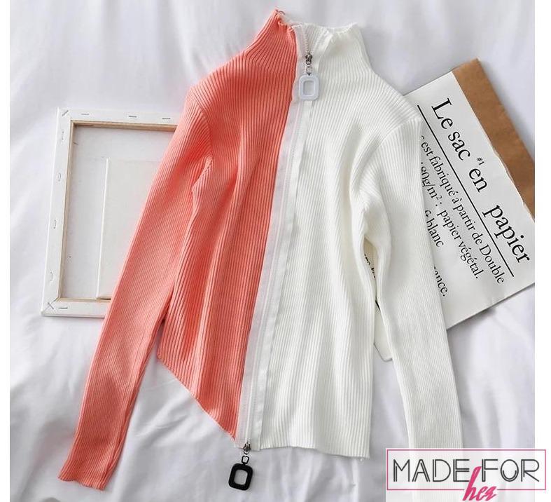 Mahira Sharma In Our Duo Color Zipper Pullover - Made For Her Label