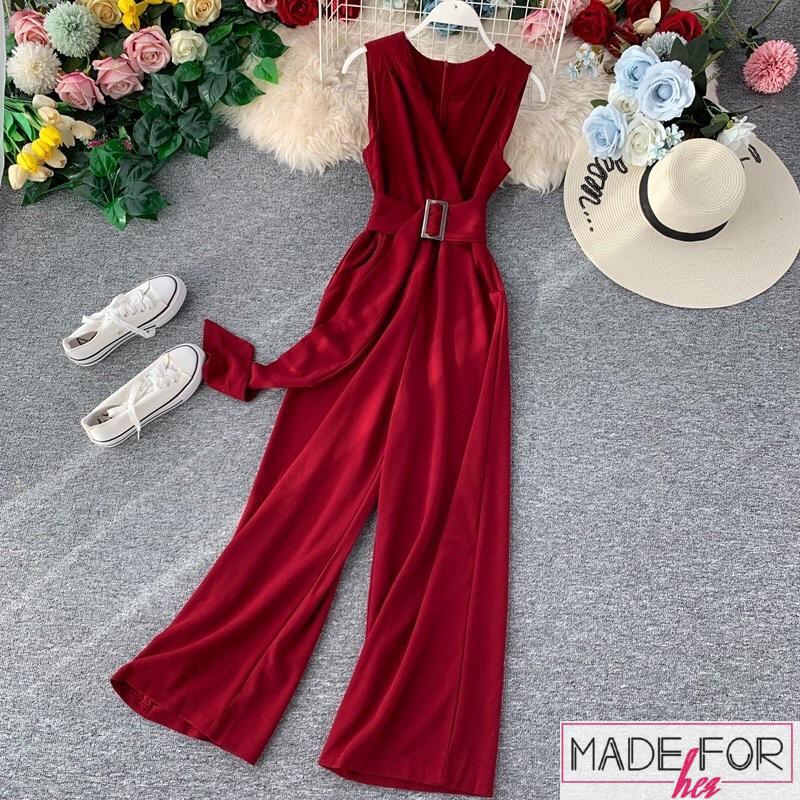 Aarti Sharma In our Mira V Neck Belted Jumpsuit - Made For Her Label