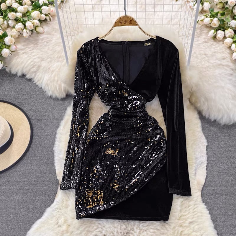 Blisse Velvet Sequin Dress - Made For Her Label