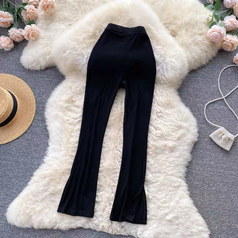 Enzo High Waist Slit Pants