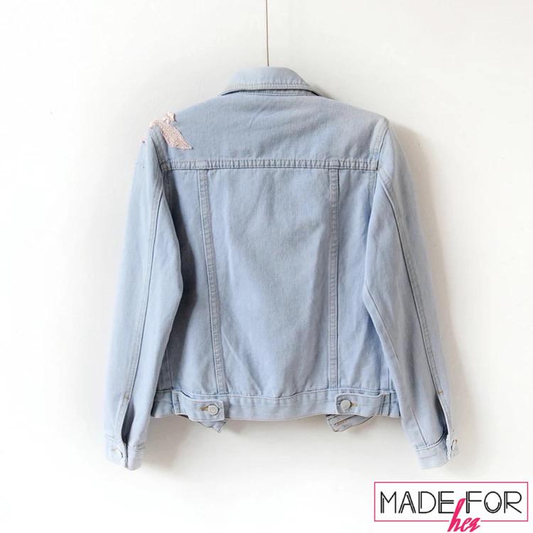 Shehnaaz Gill In Our 3D Embroidered Denim Jacket - Made For Her Label