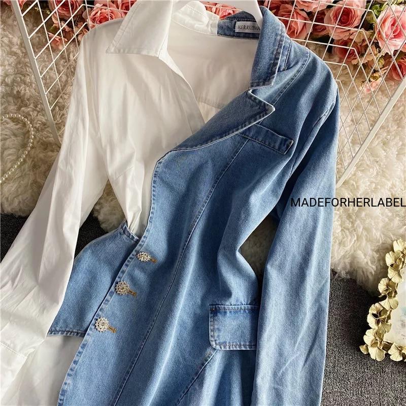 Jenna Half Denim Shirt Dress