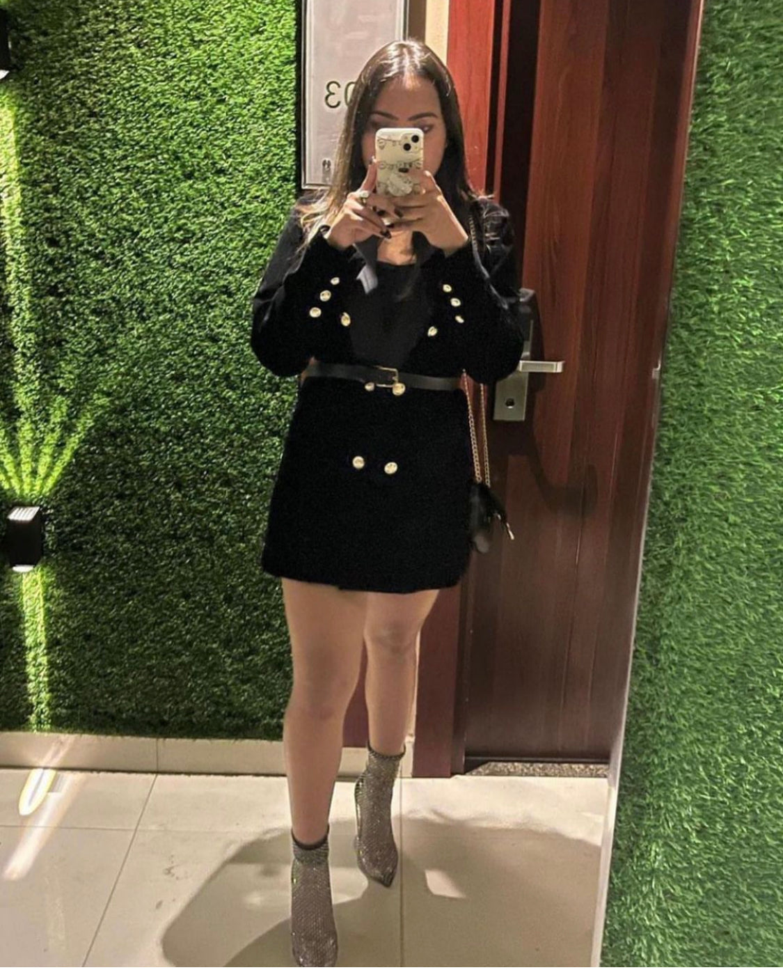 Client Ayoshee in our Norway Velvet Blazer Dress With Belt Made For Her Label Client Ayoshee in our Norway Velvet Blazer Dress With Belt Made For Her Label