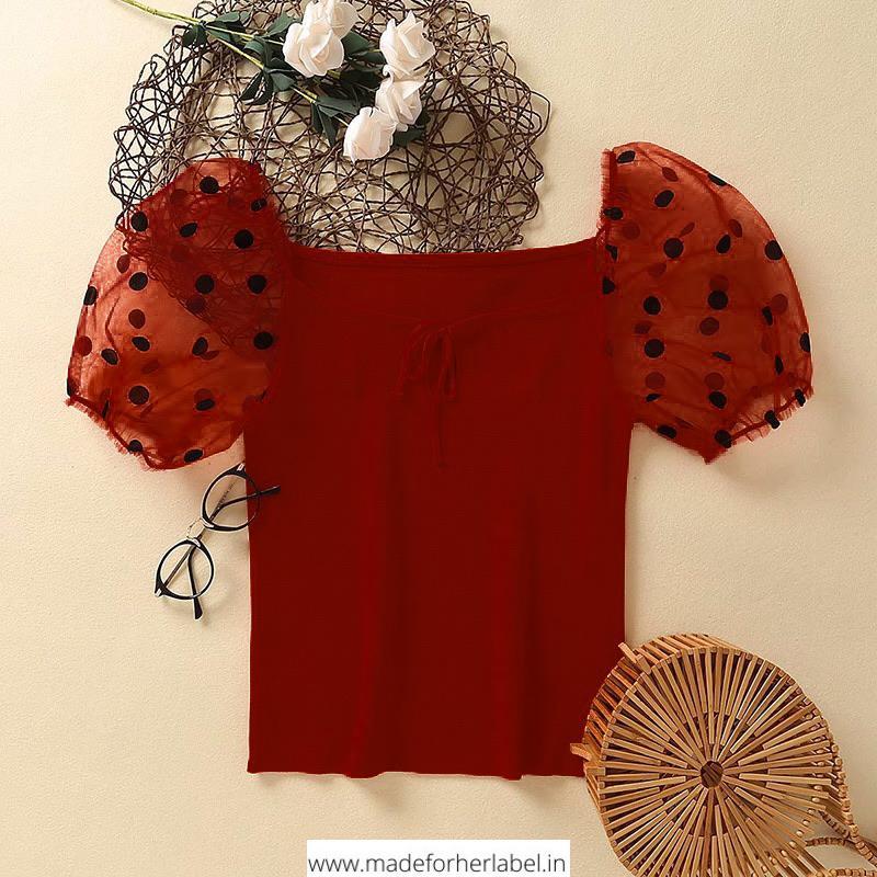 Polka Sleeve Marie Blouse - Made For Her Label