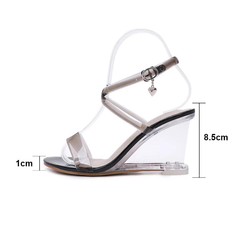 Cross Tied Fur Ball Transparent Wedges - Made For Her Label