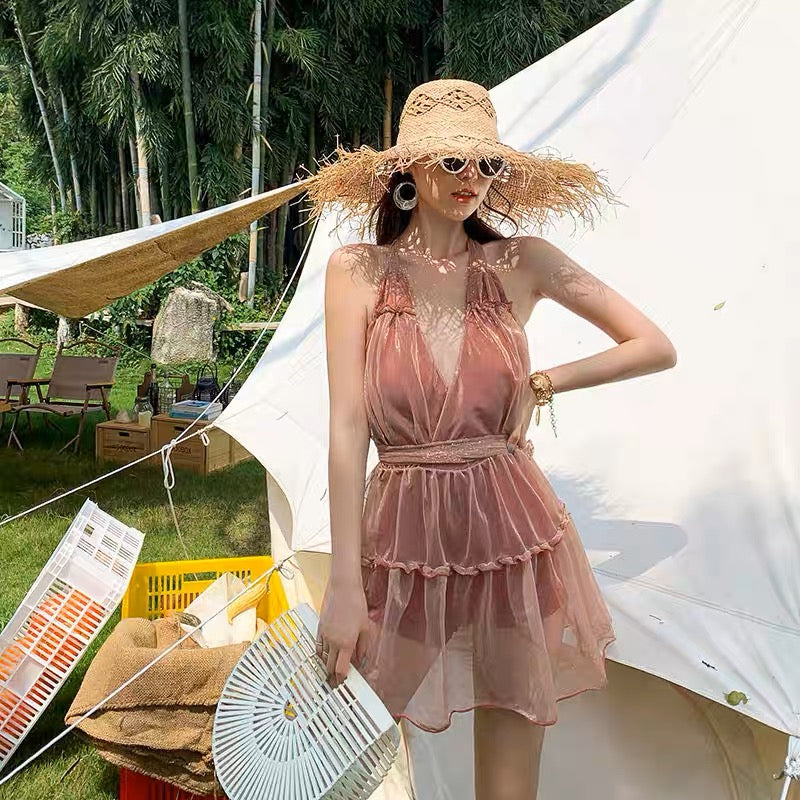 Alisha In Our Rebecca Metallic Swimsuit