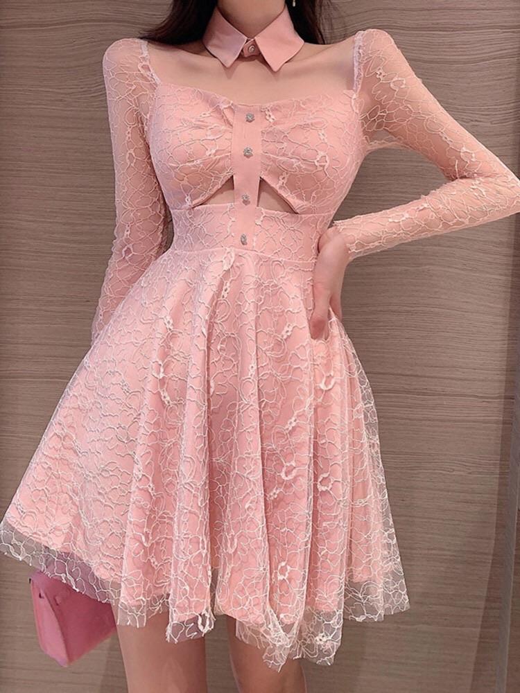 Maliah Choker Cut Out Lace Dress - Made For Her Label