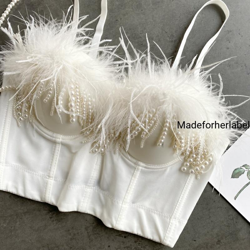 Pearl Tassel Fur Bustier