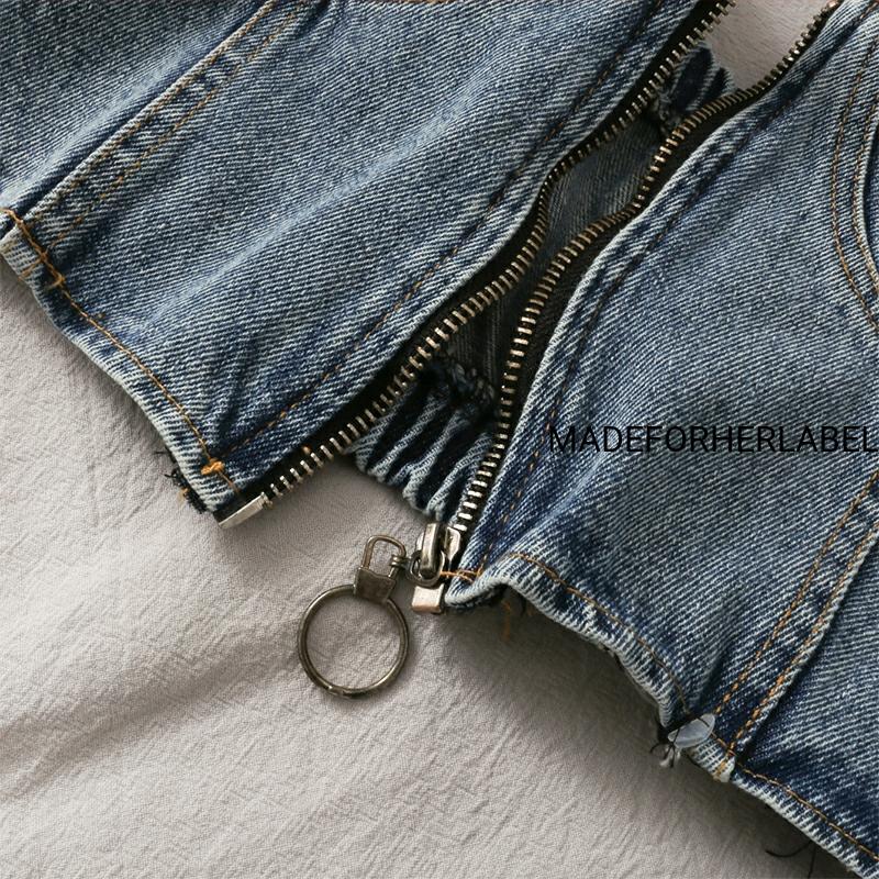 Zipper Denim Cami Top