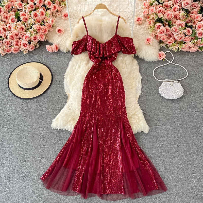Benita Cold Shoulder Sequin Dress Made For Her Label Benita Cold Shoulder Sequin Dress Made For Her Label