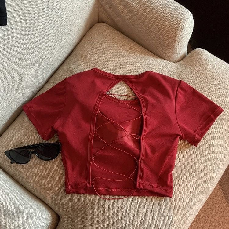 Vienna Padded Lace-Up Back Crop Top - Made For Her Label