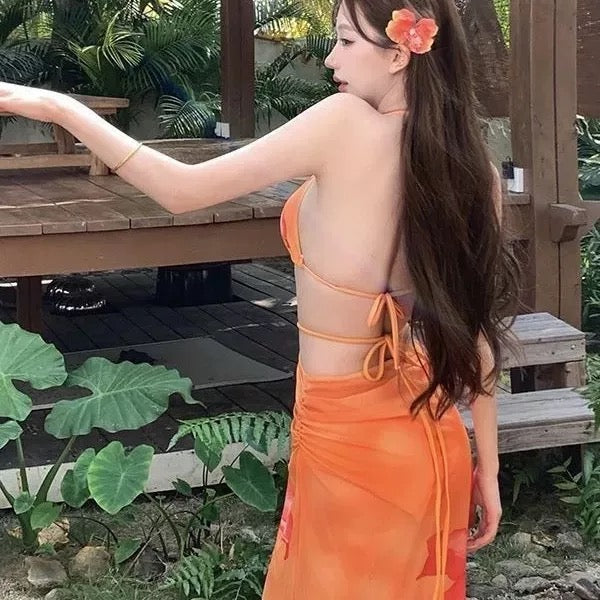 Solvani Sunset Ombre Bikini & Sheer Sarong Set