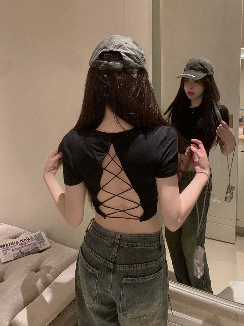 Vienna Padded Lace-Up Back Crop Top - Made For Her Label