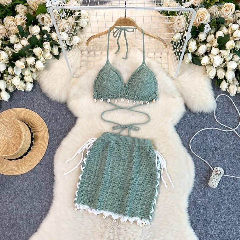 Olio Crochet Top With Skirt Co-ord Set - Made For Her Label