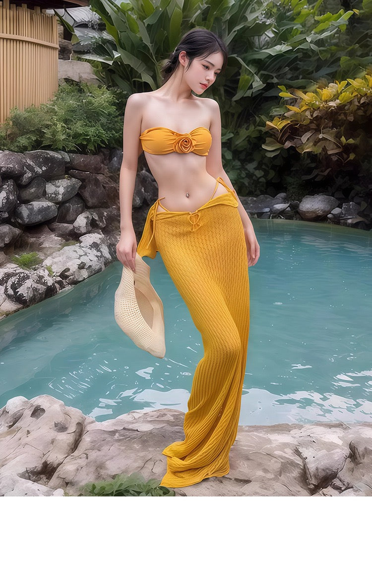 Solmare Golden Bloom 3-Piece Beachwear Set