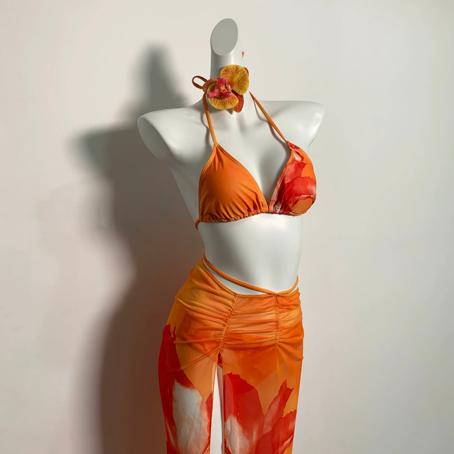 Solvani Sunset Ombre Bikini & Sheer Sarong Set