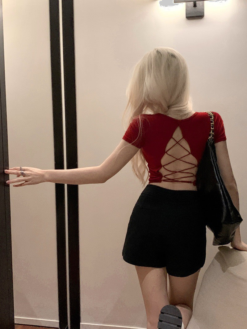 Vienna Padded Lace-Up Back Crop Top - Made For Her Label