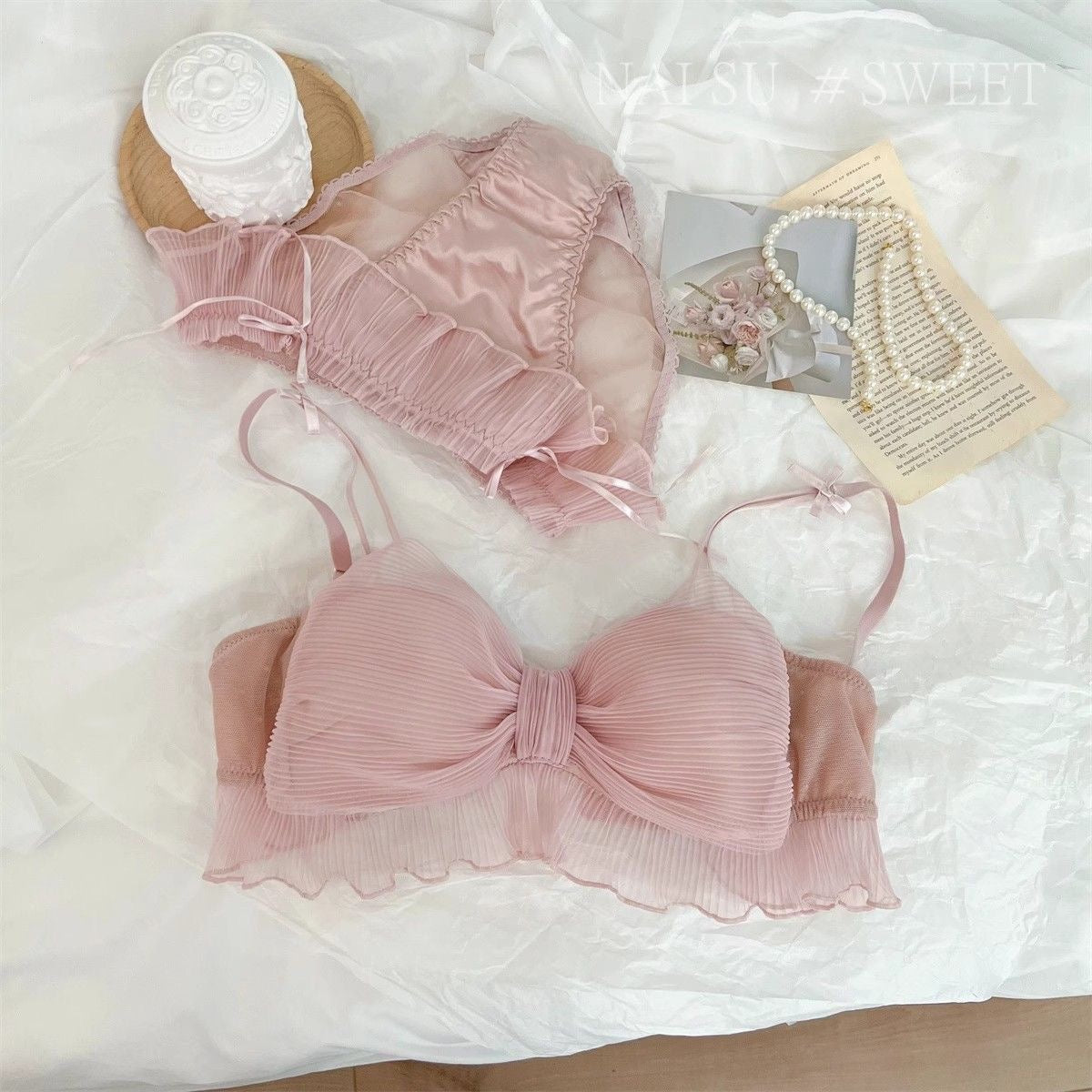 Florence Ruffle Lace Padded Bra & Panty Lingerie Set - Made For Her Label