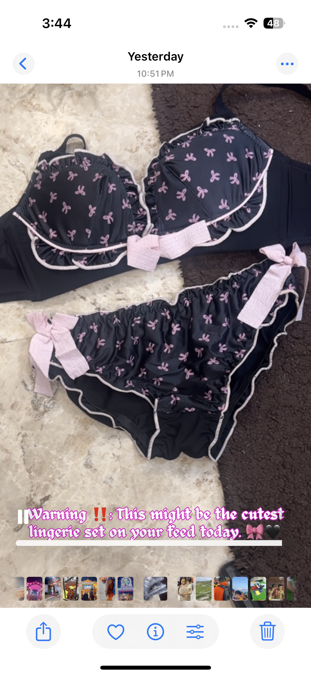 Vienna Coquette Bow Padded Bra & Panty Lingerie Set