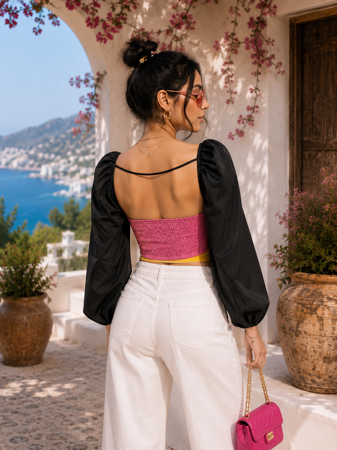 Ring Ruched Tube Top With Sleeves - Made For Her Label