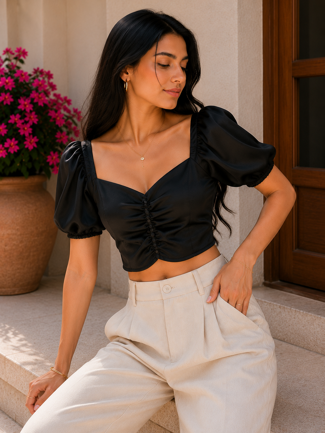 Ziva Satin Top - Made For Her Label