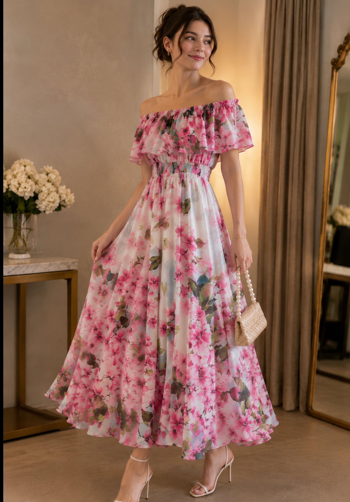 Houston Off Shoulder Floral Maxi Dress - Made For Her Label