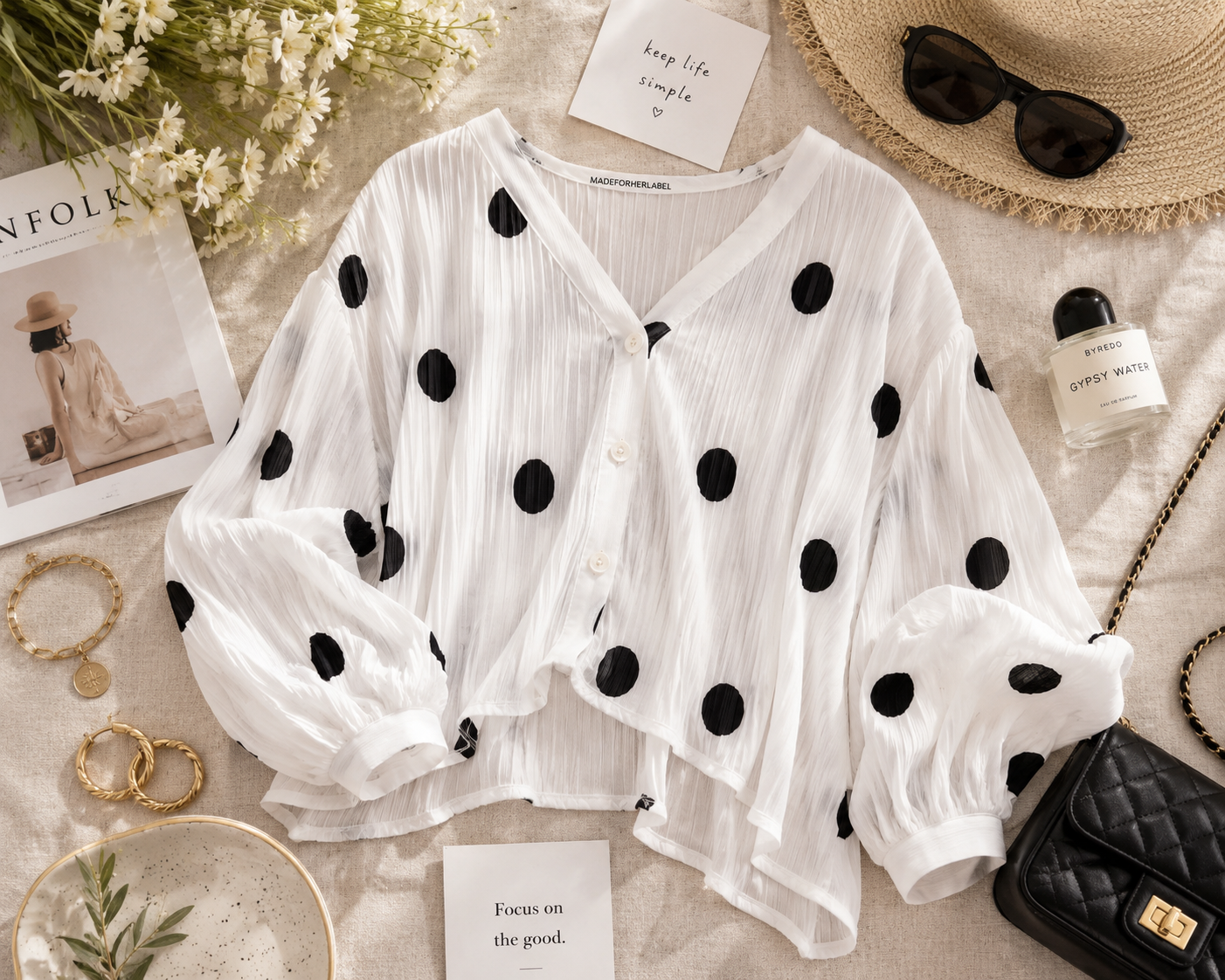 Polka Dot Chiffon Loose  Shirt