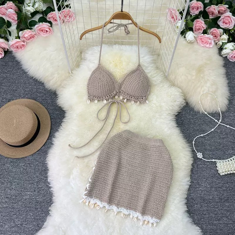 Olio Crochet Top With Skirt Co-ord Set - Made For Her Label