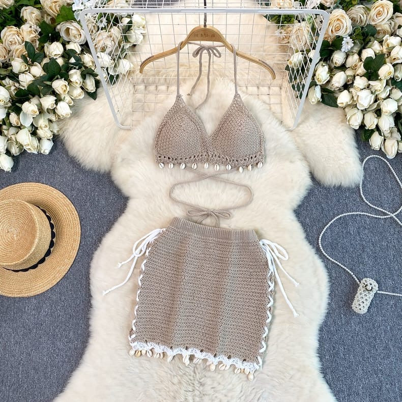 Olio Crochet Top With Skirt Co-ord Set - Made For Her Label