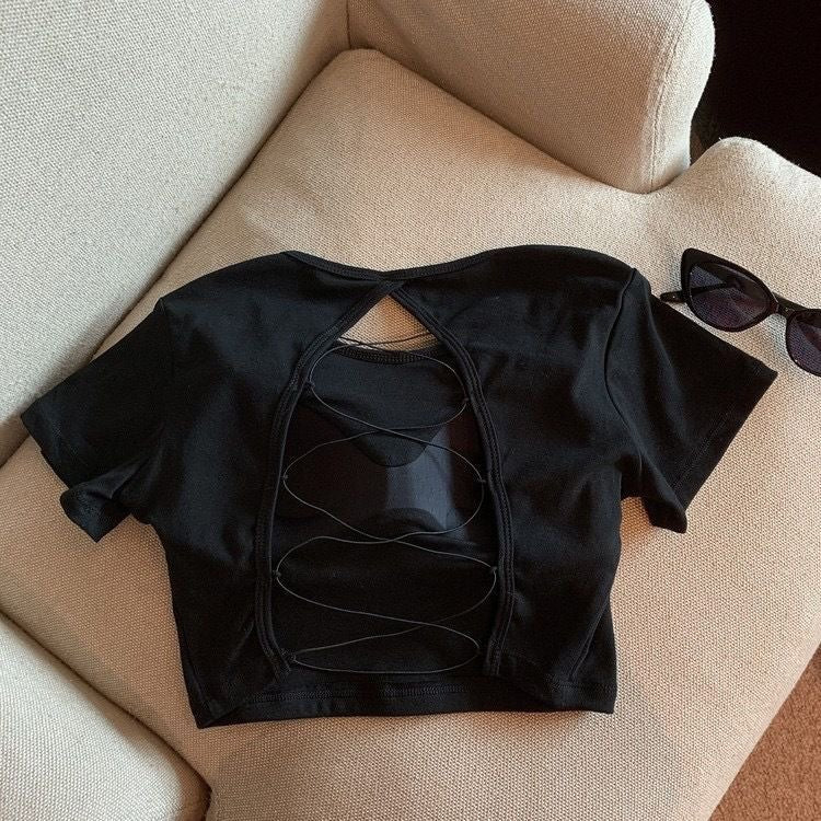 Vienna Padded Lace-Up Back Crop Top - Made For Her Label