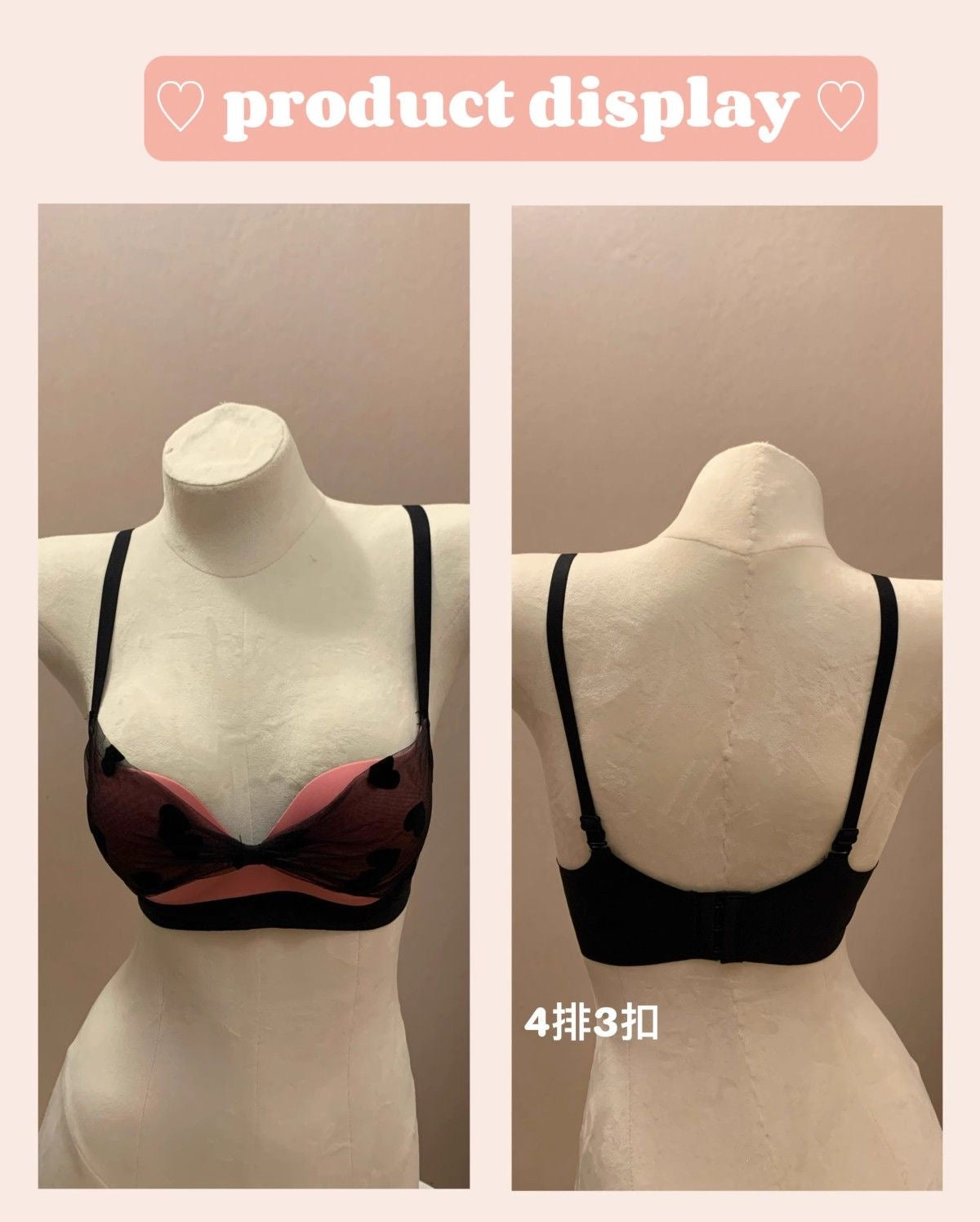 Valencia Sheer Heart Mesh Padded Bralette - Made For Her Label