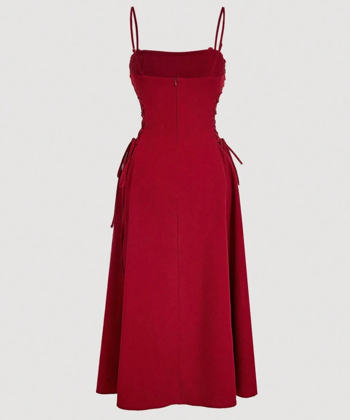Scarlet Burgundy Floral Appliqué A-Line Maxi Dress - Made For Her Label