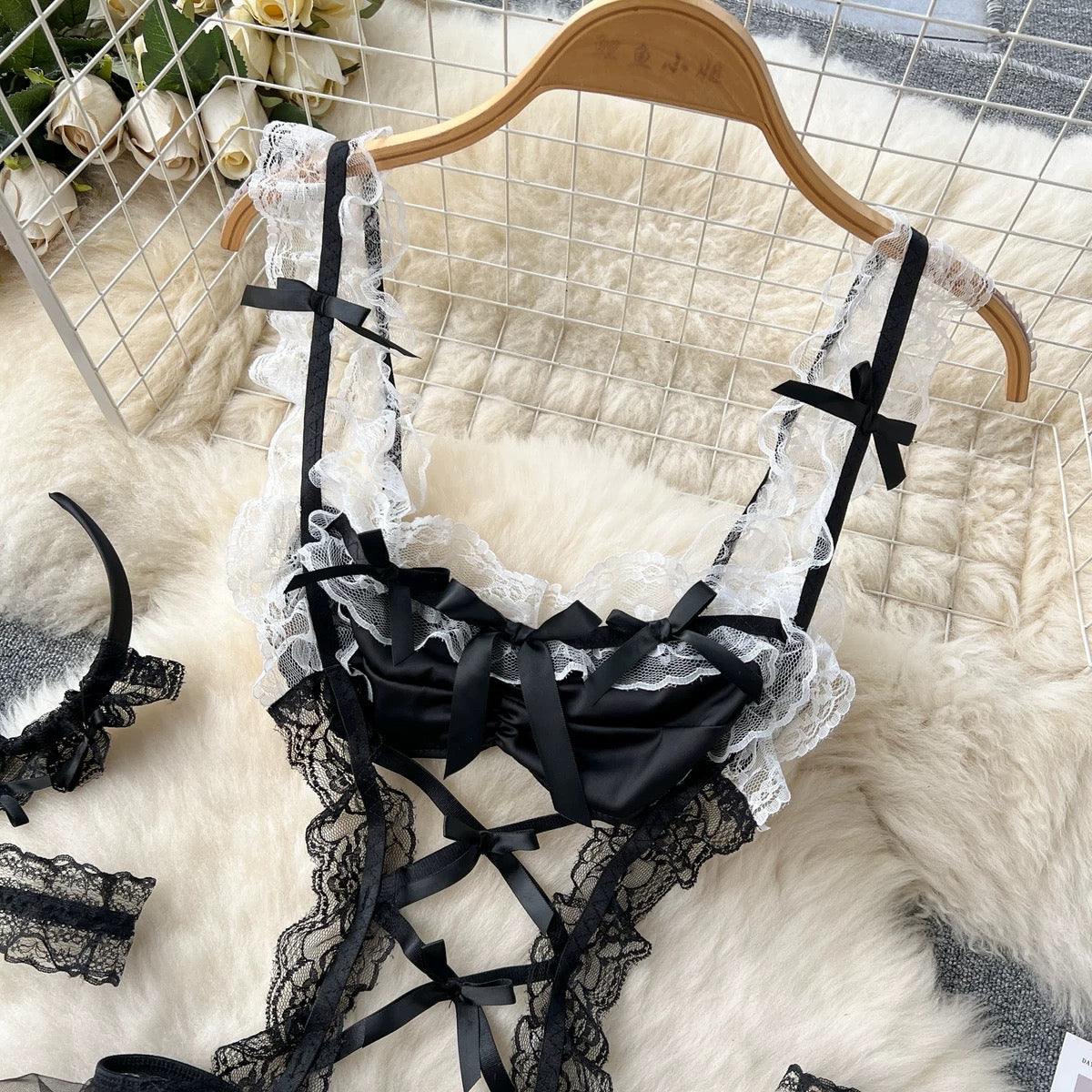 Jessica Lace Mesh Lingerie With Hairband – Made For Her Label