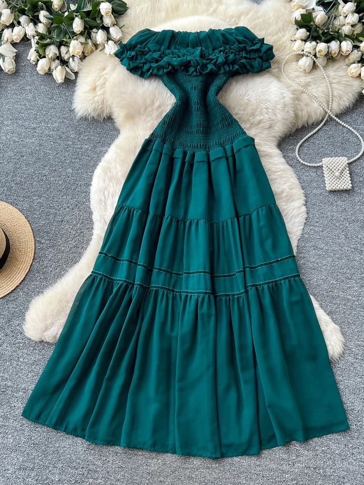 Valmera Emerald Smocked Resort Maxi Dress