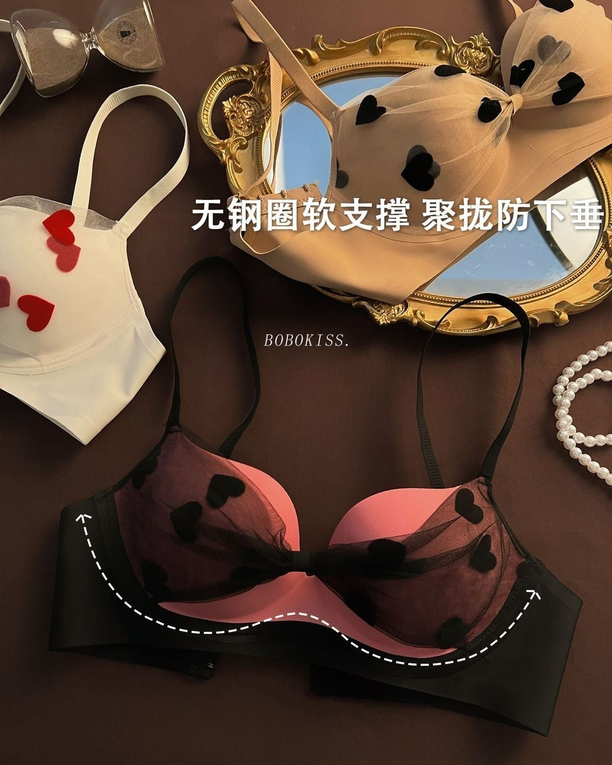 Valencia Sheer Heart Mesh Padded Bralette - Made For Her Label
