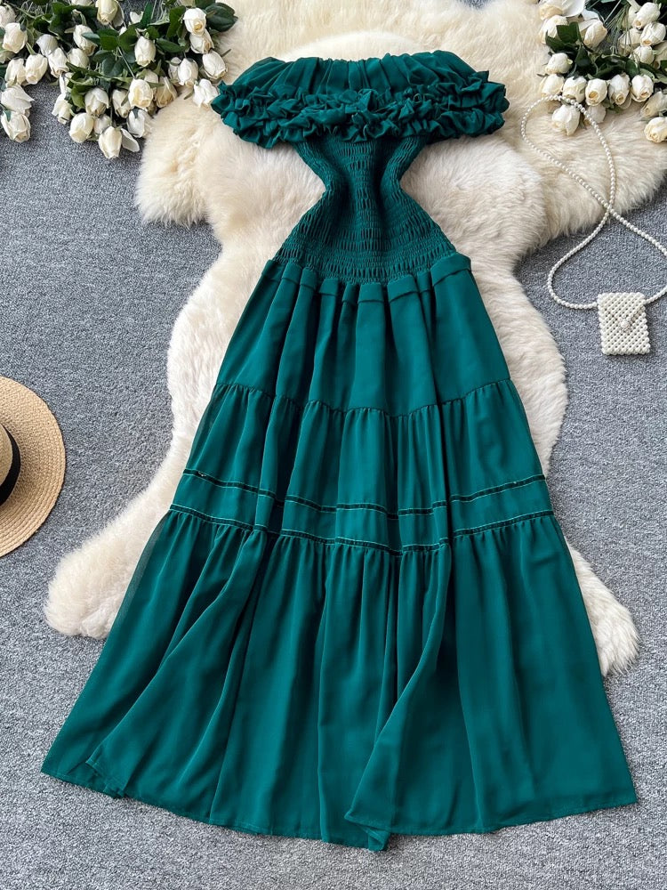 Valmera Emerald Smocked Resort Maxi Dress