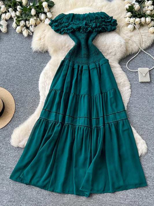 Valmera Emerald Smocked Resort Maxi Dress