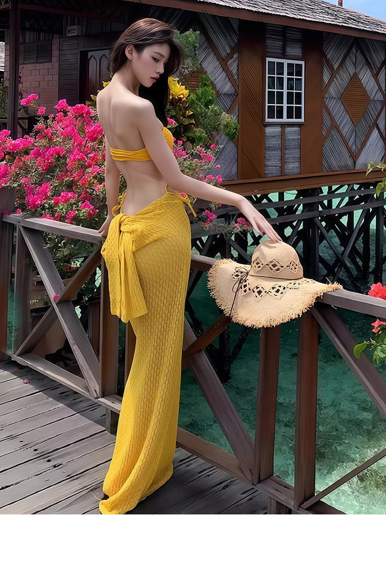 Solmare Golden Bloom 3-Piece Beachwear Set
