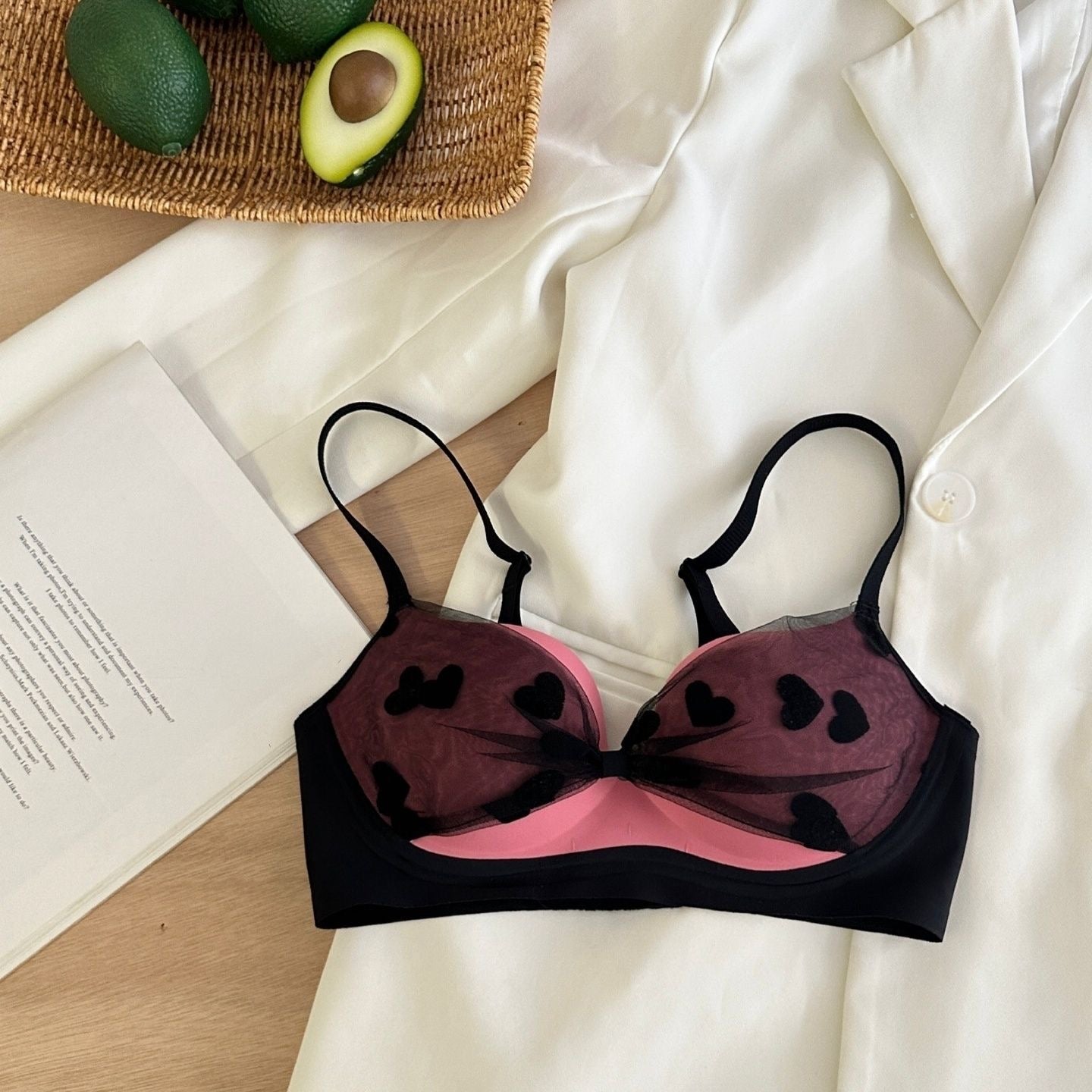 Valencia Sheer Heart Mesh Padded Bralette - Made For Her Label