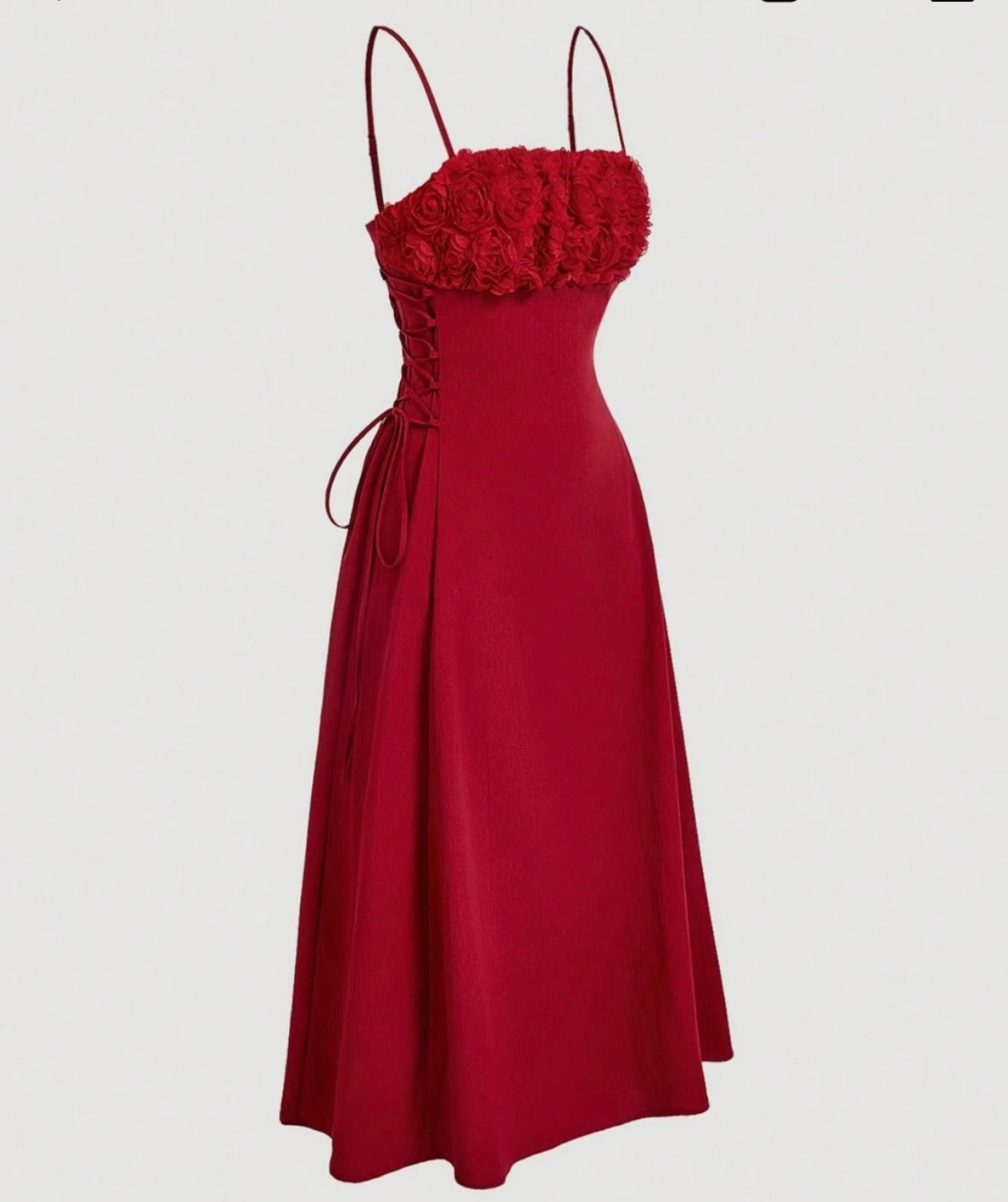 Scarlet Burgundy Floral Appliqué A-Line Maxi Dress - Made For Her Label