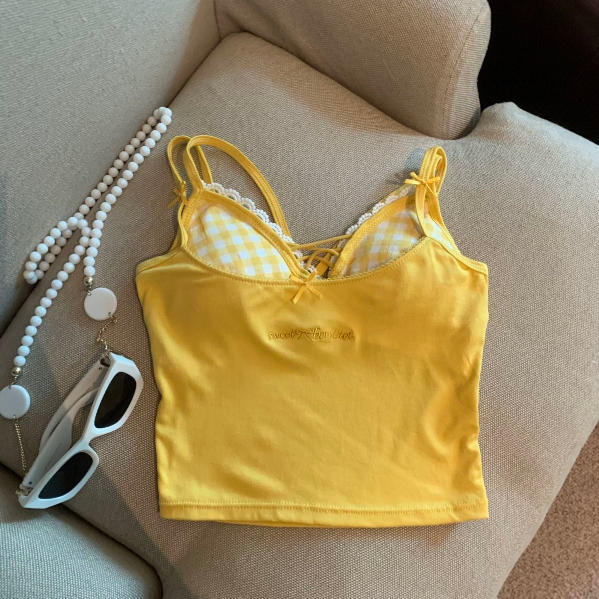 Seville Layered Cami Padded Crop Top - Made For Her Label