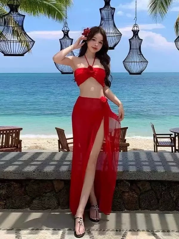 Roselle Scarlet Bloom 3-Piece Beachwear Set