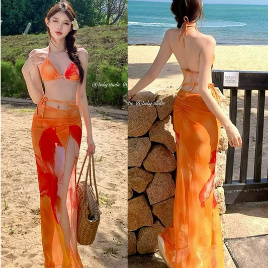 Solvani Sunset Ombre Bikini & Sheer Sarong Set