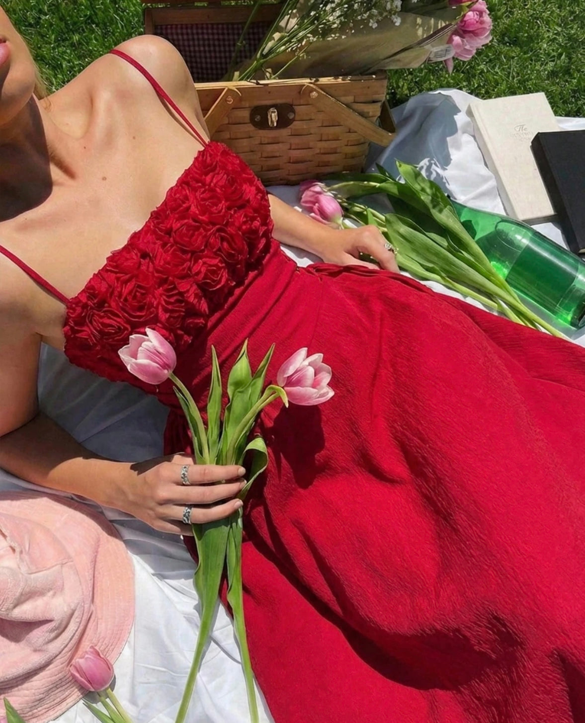 Scarlet Burgundy Floral Appliqué A-Line Maxi Dress - Made For Her Label